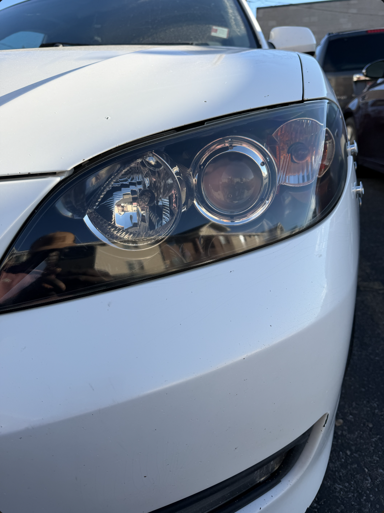 Clear car headlight after restoration
